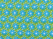 Baumwolle Streubl�mchen t�rkis auf hellgr�n