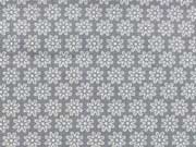 Baumwollstoff Streubl�mchen, wei� grau