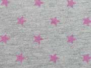 Sweat Sterne 1 cm, hellpink auf grau melange