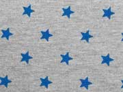 Sweat Sterne 1 cm, royalblau auf grau melange
