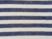 French Terry Sweat Streifen 2cm, blau/ecrue melange