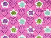 Baumwollstoff Tante Ema Bl�mchen, gr�n lila rosa