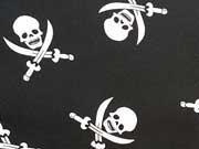 Baumwollstoff Totenk�pfe & S�bel - schwarz