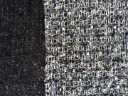 Strickstoff-Boucle Fransenlook, petrol schwarz