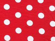 Viskose Jersey Punkte (1,3cm), wei� rot