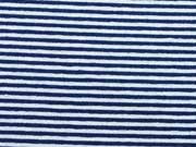 Viskosejersey Ringel 1mm, dunkelblau wei�