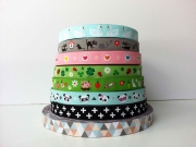 Webband 2cm Dreiecke, bunte Pastellfarben