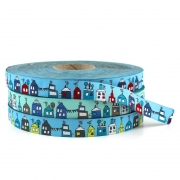 Webband In der Stadt Blaubeerstern, lichtblau-gelb