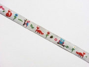 Webband 2cm Fuchs, Igel & Freunde, natur