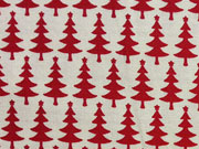 Baumwollstoff Weihnachtsb�ume mit Stern, rot cremewei�