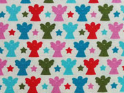 Baumwollstoff Sterne Engel, bunt cremewei�