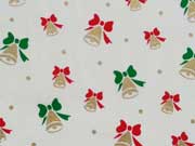 Baumwollstoff Weihnachtsglocken, cremeweiss