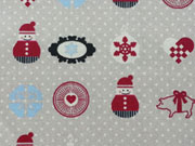 festerer Baumwollstoff Weihnachtsmotive, beige