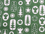 Baumwollstoff Engel Sterne Weihnachtsb�ume, grasgr�n