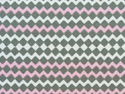 Kleines Zickzack Muster rosa/weiss/taupe